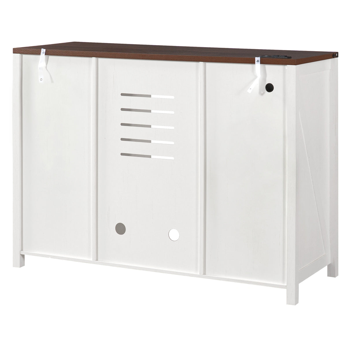 53.2" Farmhouse Fridge Cabinet Cabinet with Power Outlet, White