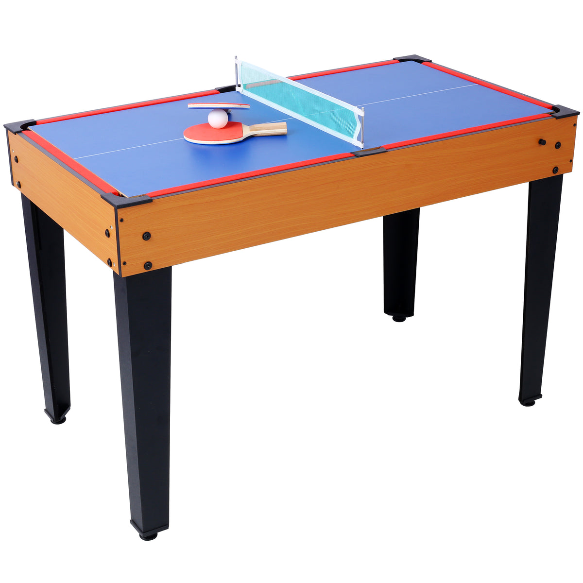 Versatile 5-in-1 Multi-Game Table with Billiards, Foosball & More, Brown/Red