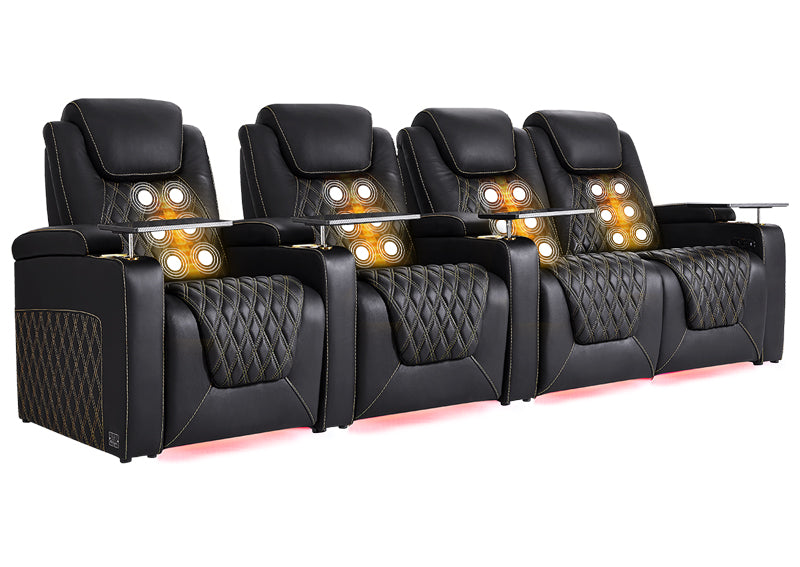 Weilianda LumiChic Massage Series 4-Seat Ergonomic Power Seating | Ambient Lighting for Home Theater