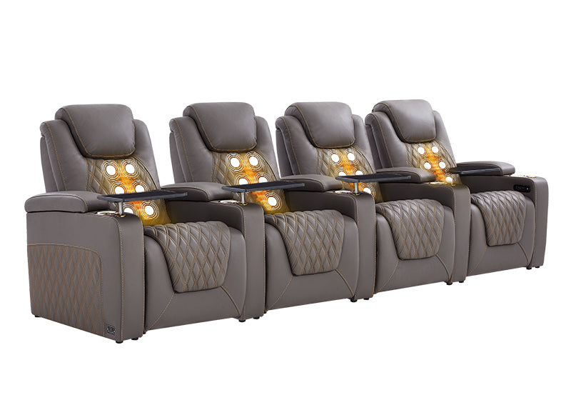 Weilianda LumiChic Massage Series 4-Seat Ergonomic Power Seating | Ambient Lighting for Home Theater