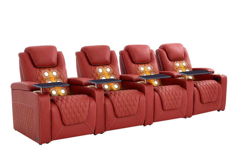 Weilianda LumiChic Massage Series 4-Seat Ergonomic Power Seating | Ambient Lighting for Home Theater