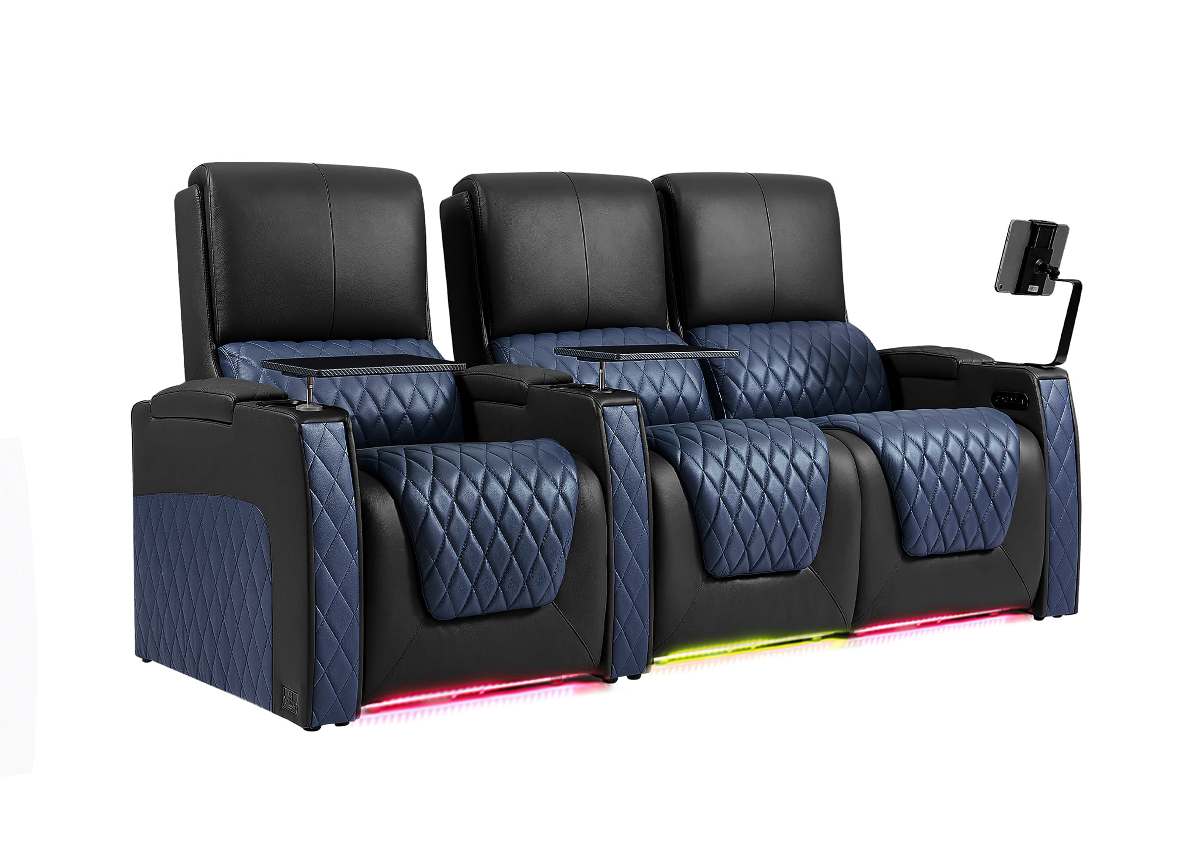 Weilianda AstroUltra Series Black Custom Dual-Color Genuine Leather Recliner with Zero Gravity Couch 3 Seats