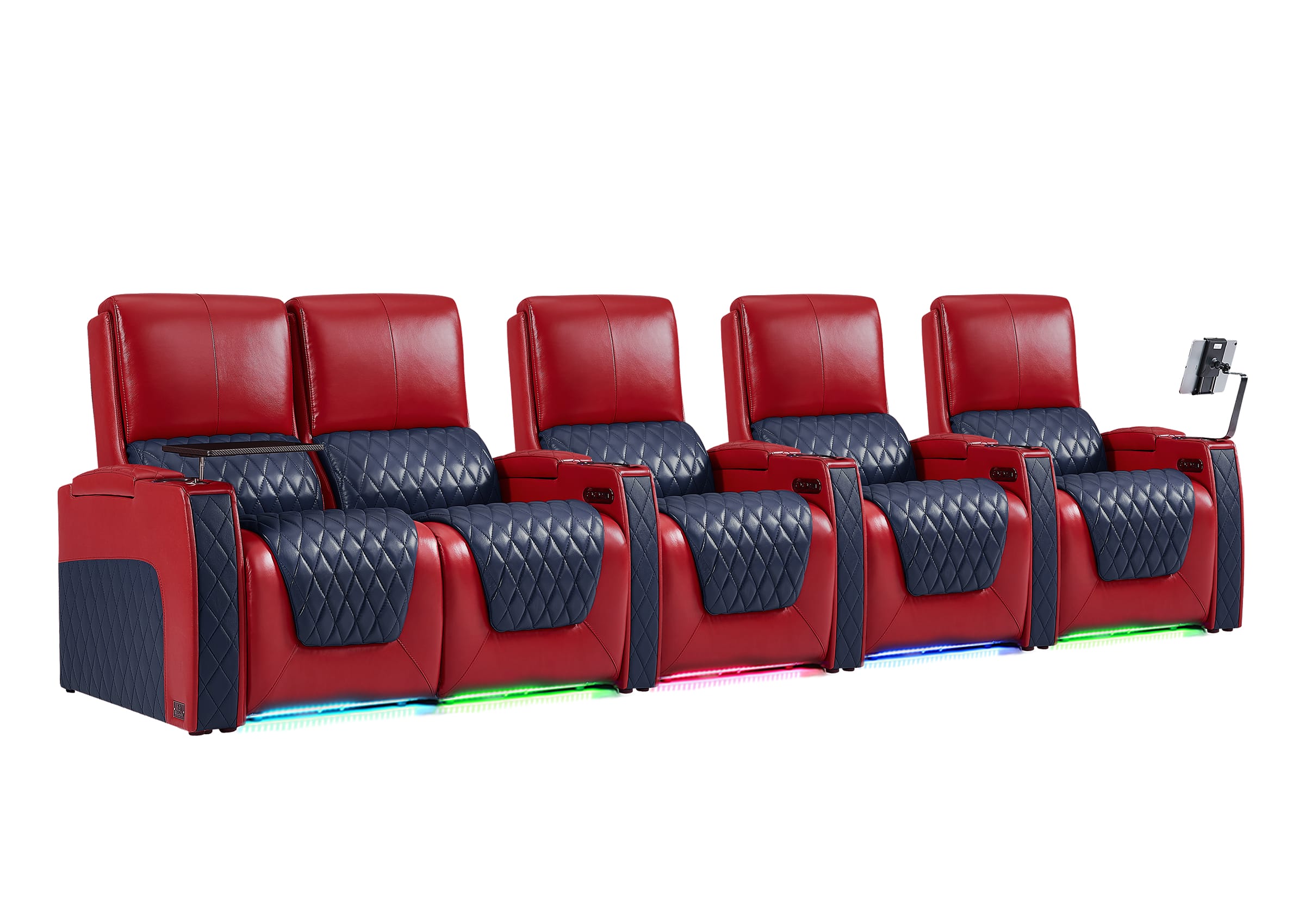 Weilianda AstroUltra Series Red Custom Dual-Tone Power Recliner with Zero Gravity Seating 5-Seater