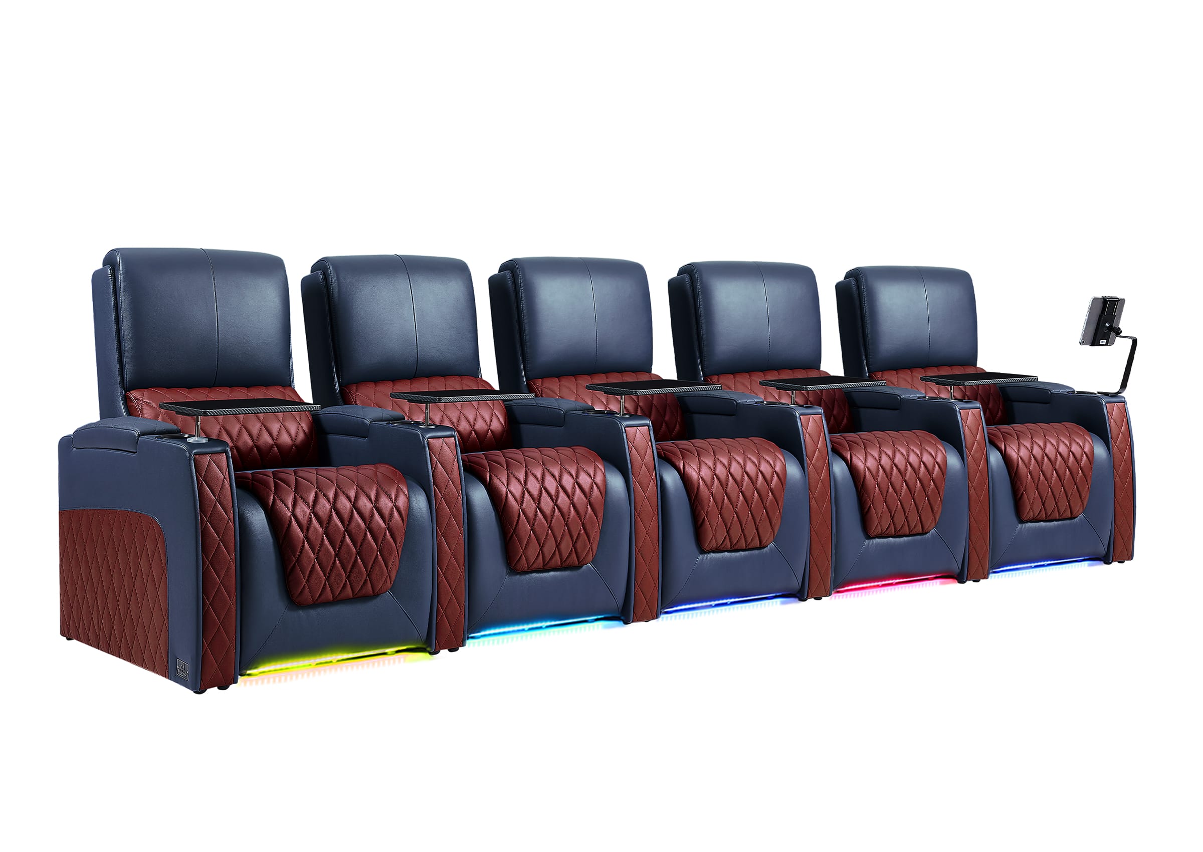 Weilianda AstroUltra Series Blue Custom Dual-Tone 5 Seater Couch Recliner with Adjustable Headrest & Lighting