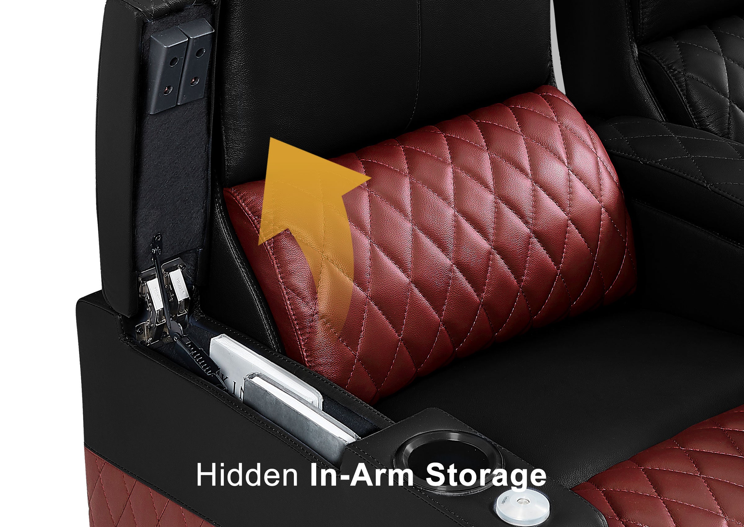 Weilianda AstroUltra Series Black Custom Dual-Color 2-Seat Home Cinema Sofa with Adjustable Headrest & Footrest