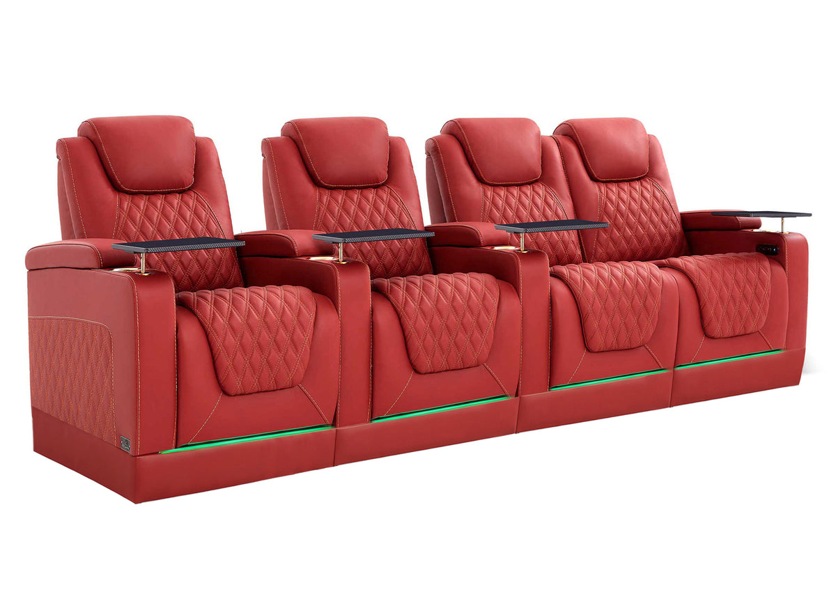 Weilianda Chic Riser Series 4-Seat Top-Grain Leather Recliner | USB Charging & 7 Color Lighting