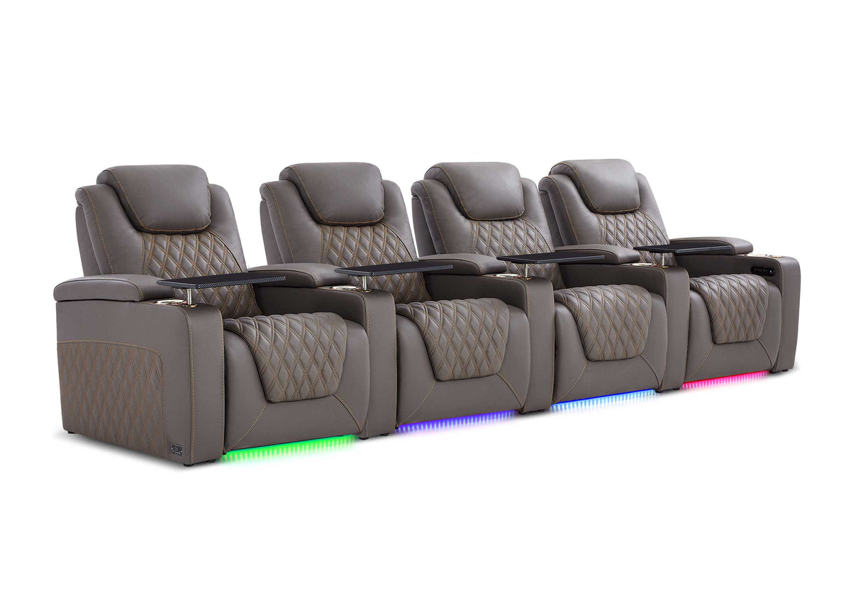 Weilianda Chic XL Series Four Seat Luxury Home Cinema Recliner | Big & Tall Comfort & Top Grain Leather