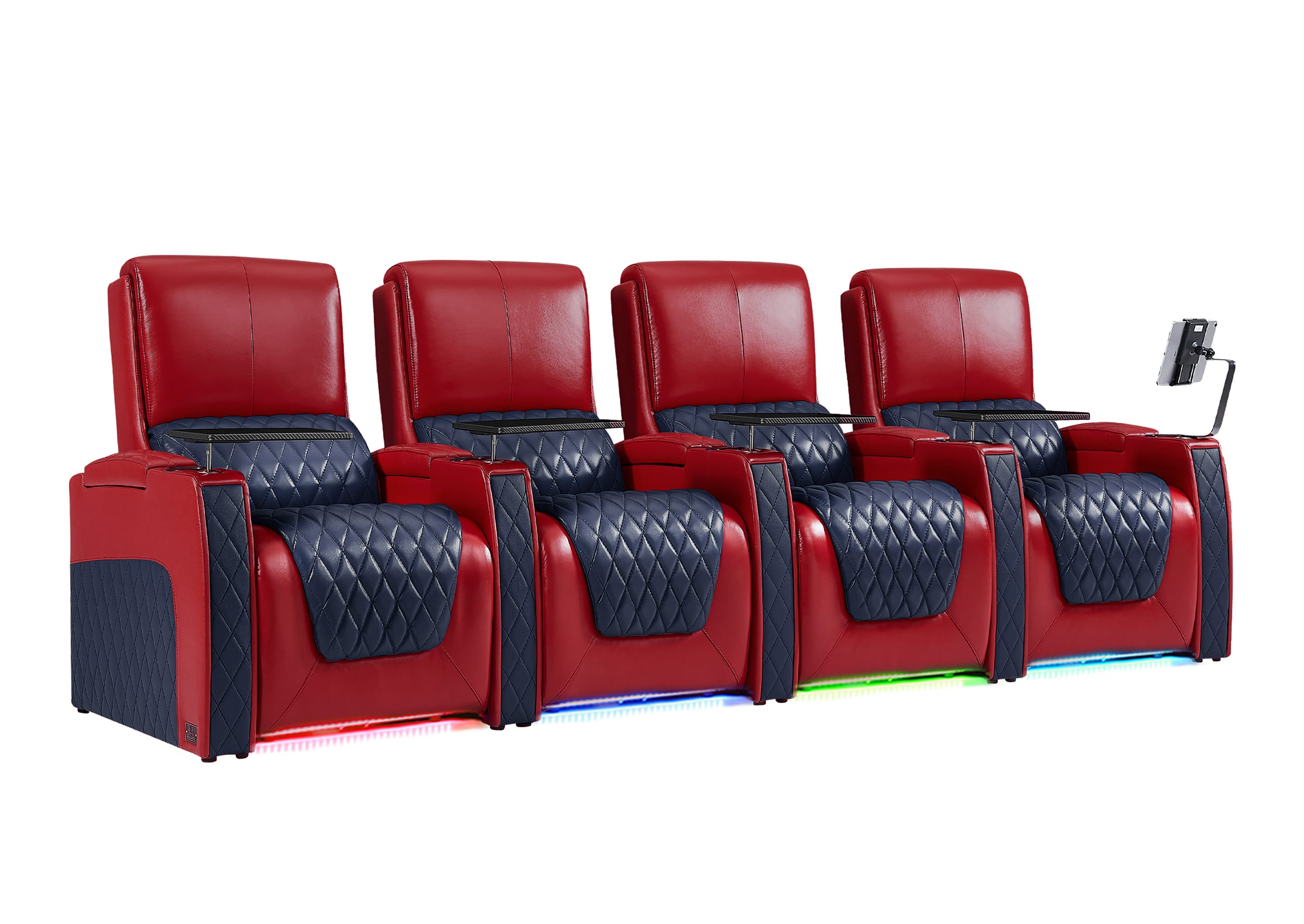 Weilianda AstroUltra Series Red Custom Two-Tone 4-Seat Genuine Sofa with USB Charging