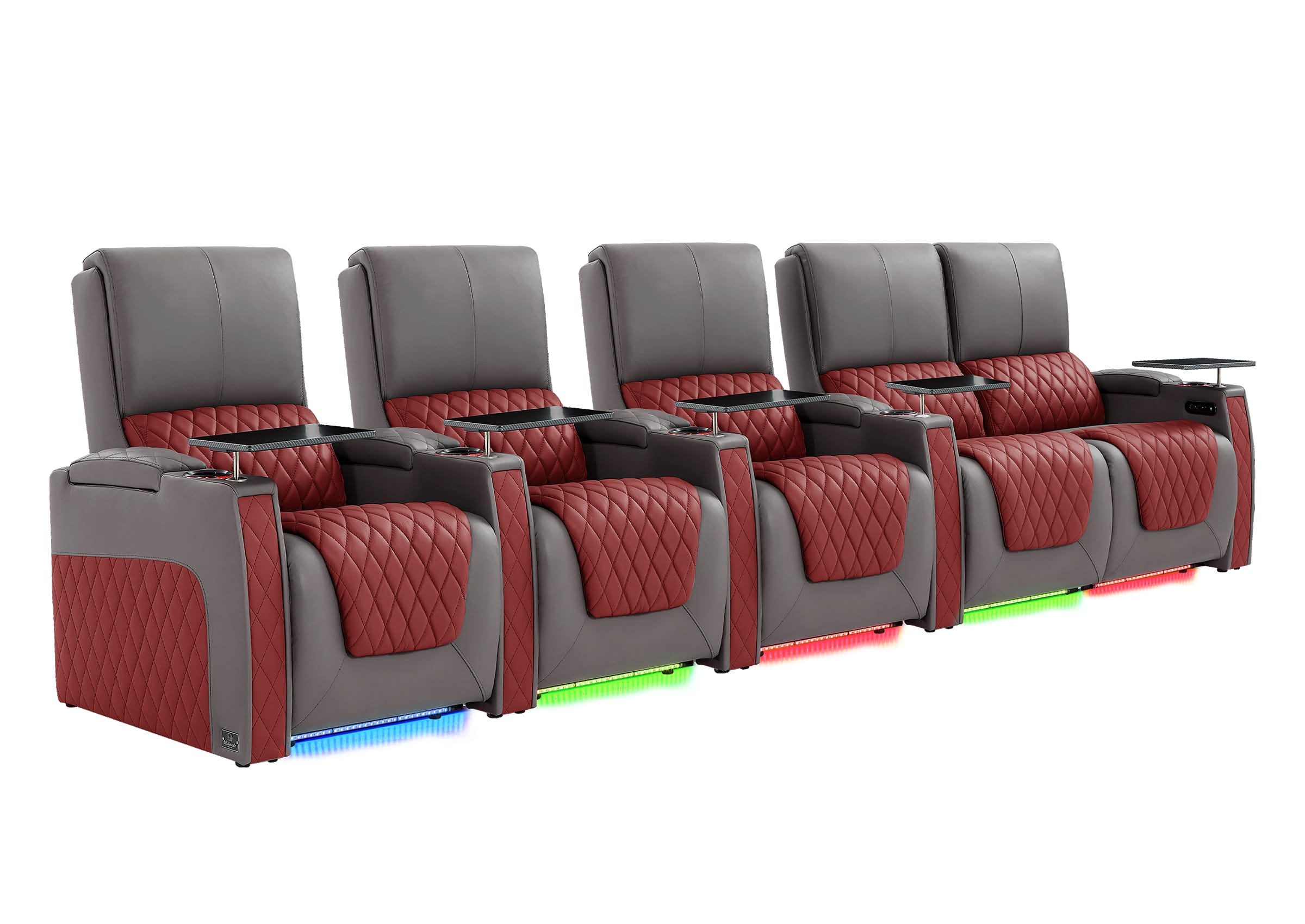 Weilianda AstroUltra Series Grey Custom Dual-Tone Modern Theater Seating with USB Charging 5-Seater