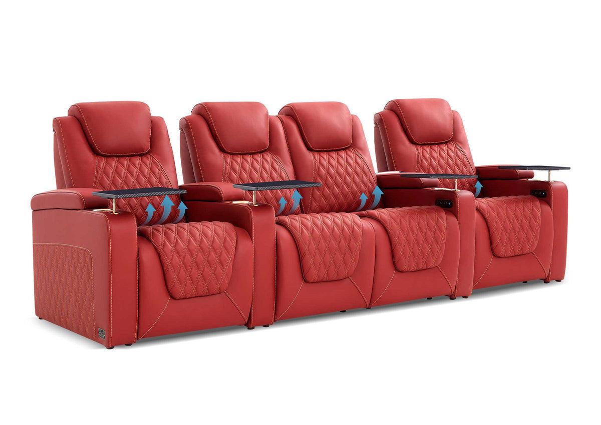 Weilianda Chic Lumbar Series Four-Seat Genuine Sofa with Adjustable Power Lumbar Support for Movie Room
