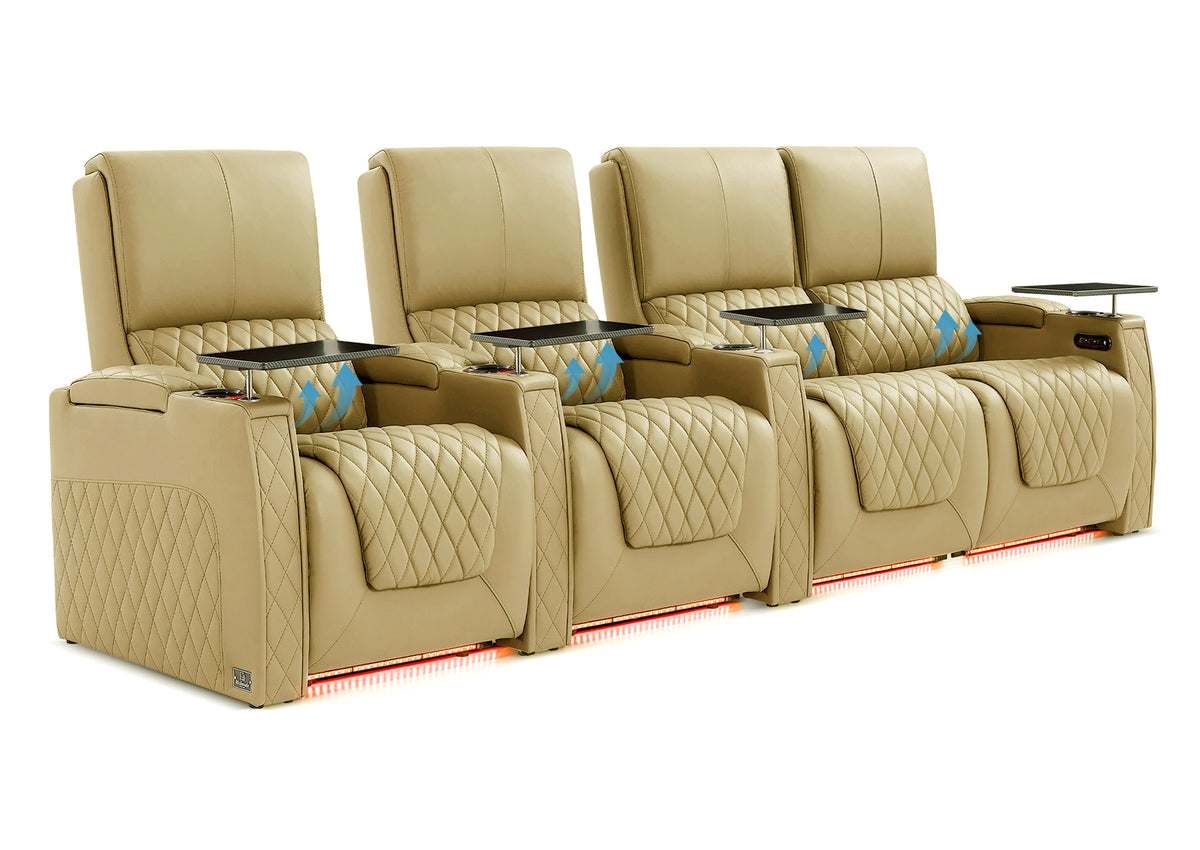 Weilianda AstroUltra Lumbar Series Movie Theater Seating with Adjustable Lumbar Support Row of 4 | Zero Gravity Recliner