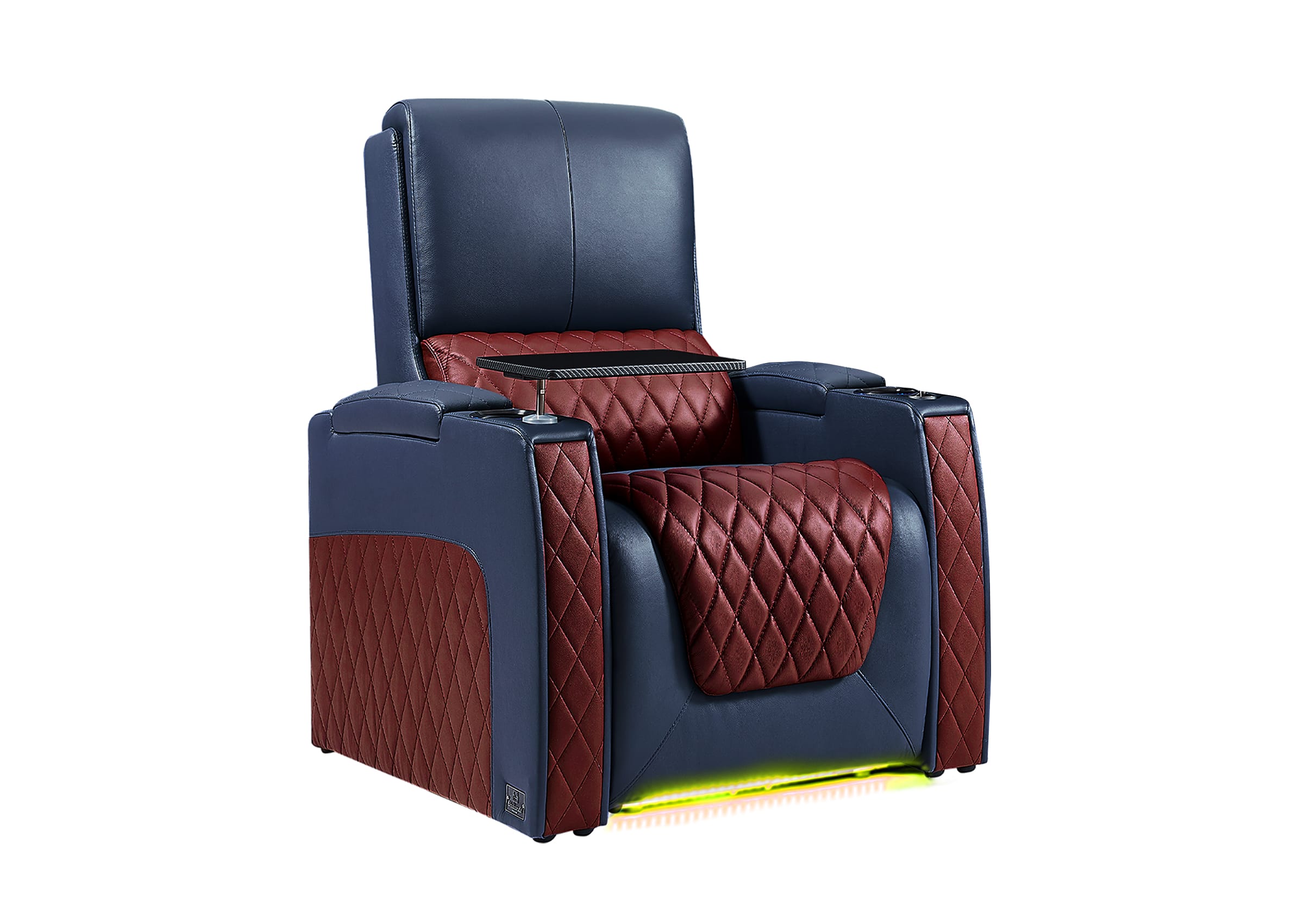 Weilianda AstroUltra Series Blue Custom Dual-Tone Single Top-Grain Leather Sofa with Multi-Color Lighting