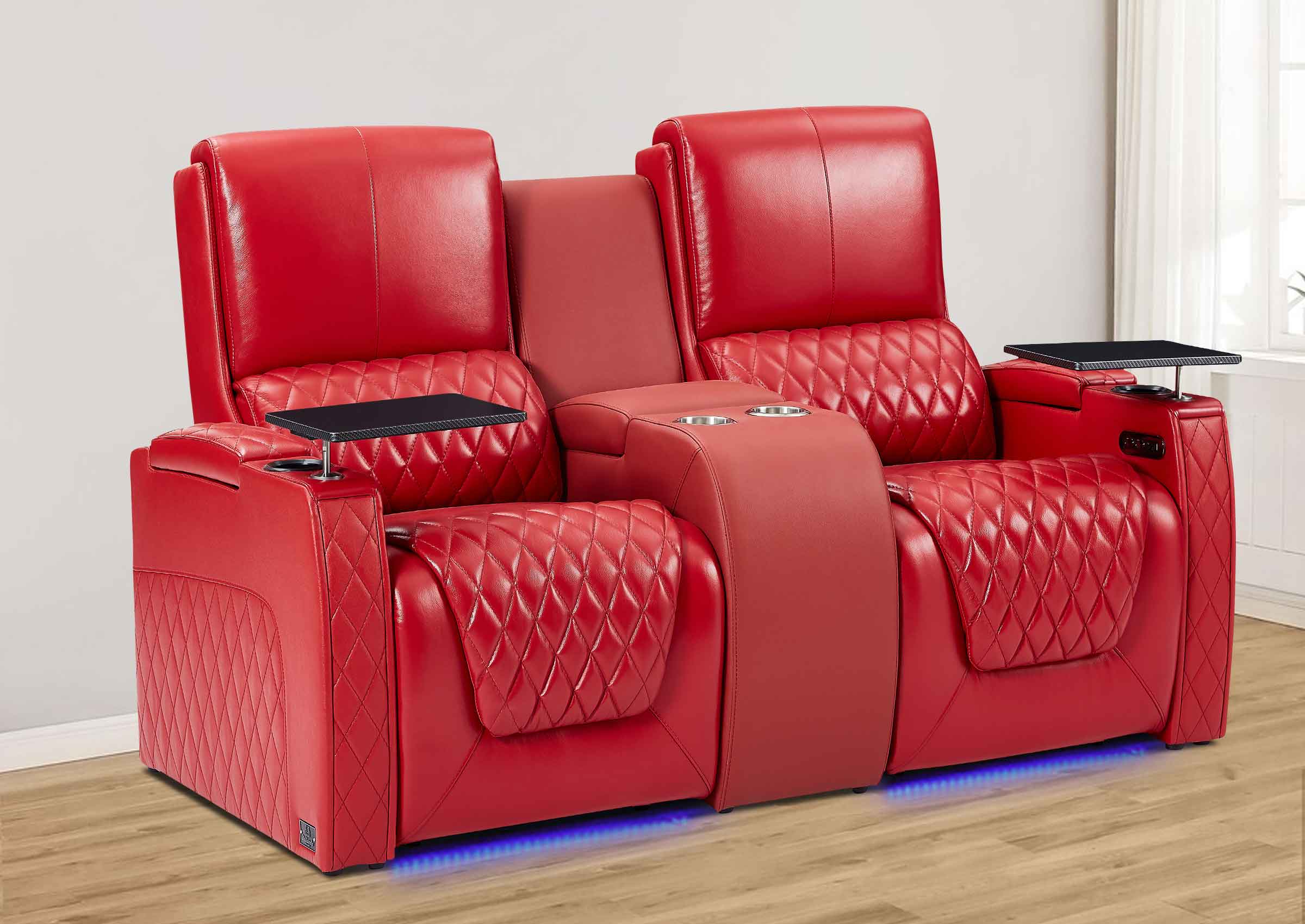 Weilianda Center Storage Console for Home Theater Seating | Large Armrest Storage, Wide Surface, 2 Cup Holders