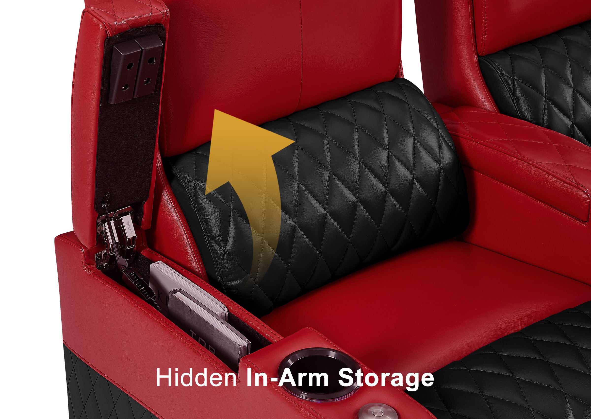 Weilianda AstroUltra Series Red Custom Dual-Tone Home Theater Loveseat Recliner with 7-Color LED Lighting