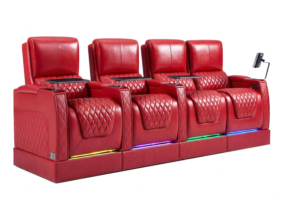 Weilianda AstroUltra Riser Series Home Theater Seating Row of 4 | Zero Gravity, 7-Color Lighting