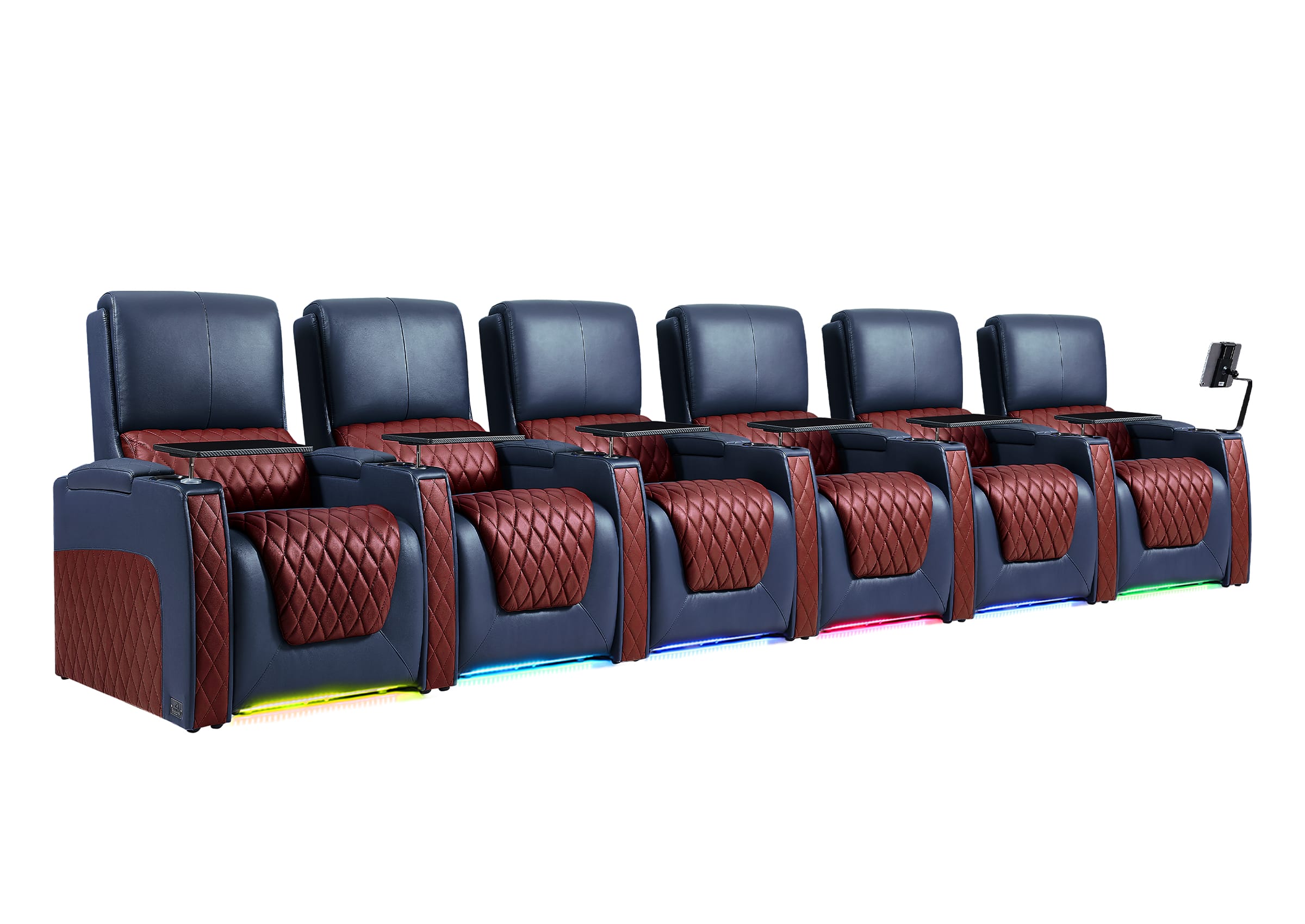 Weilianda AstroUltra Series Blue Custom Dual-Color Home Cinema Sofa with Zero Gravity Couch 6-Seat