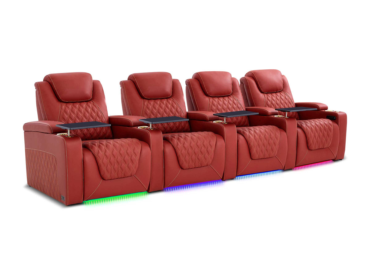 Weilianda Chic XL Series Four Seat Luxury Home Cinema Recliner | Big & Tall Comfort & Top Grain Leather