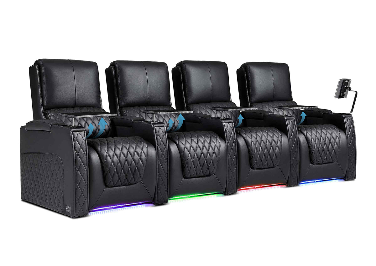 Weilianda AstroUltra Lumbar Series Movie Theater Seating with Adjustable Lumbar Support Row of 4 | Zero Gravity Recliner