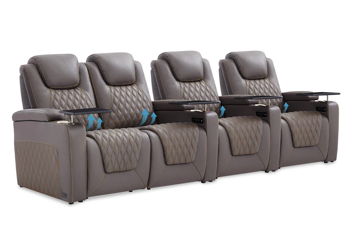 Weilianda Chic Lumbar Series Four-Seat Genuine Sofa with Adjustable Power Lumbar Support for Movie Room