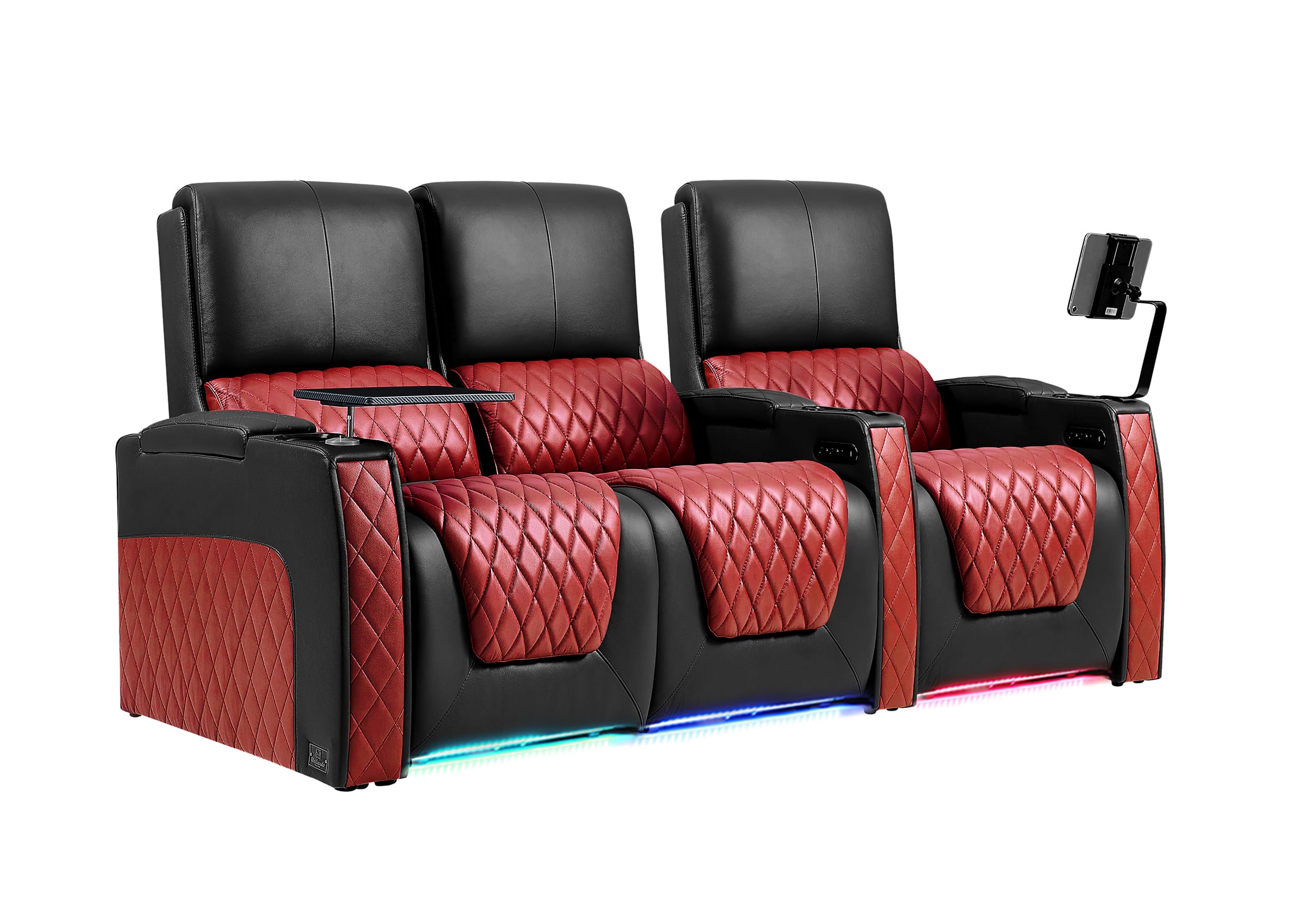 Weilianda AstroUltra Series Black Custom Dual-Color Genuine Leather Recliner with Zero Gravity Couch 3 Seats