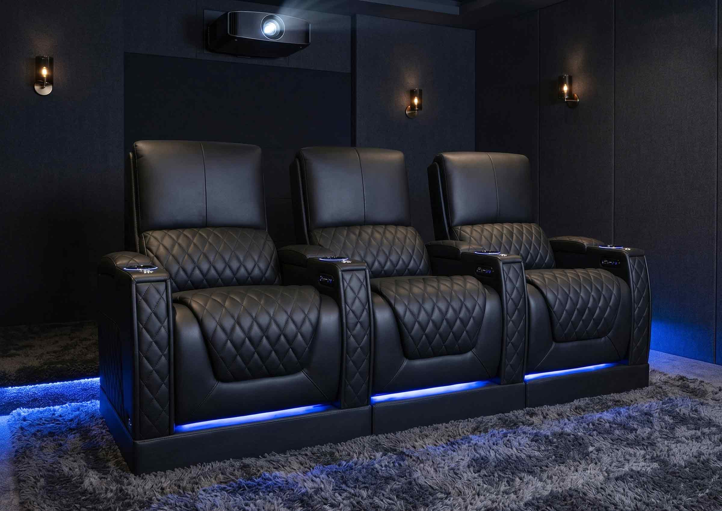 Weilianda AstroUltra Riser Series Three Seat Electric Theater Recliner | USB Charging for Game Room