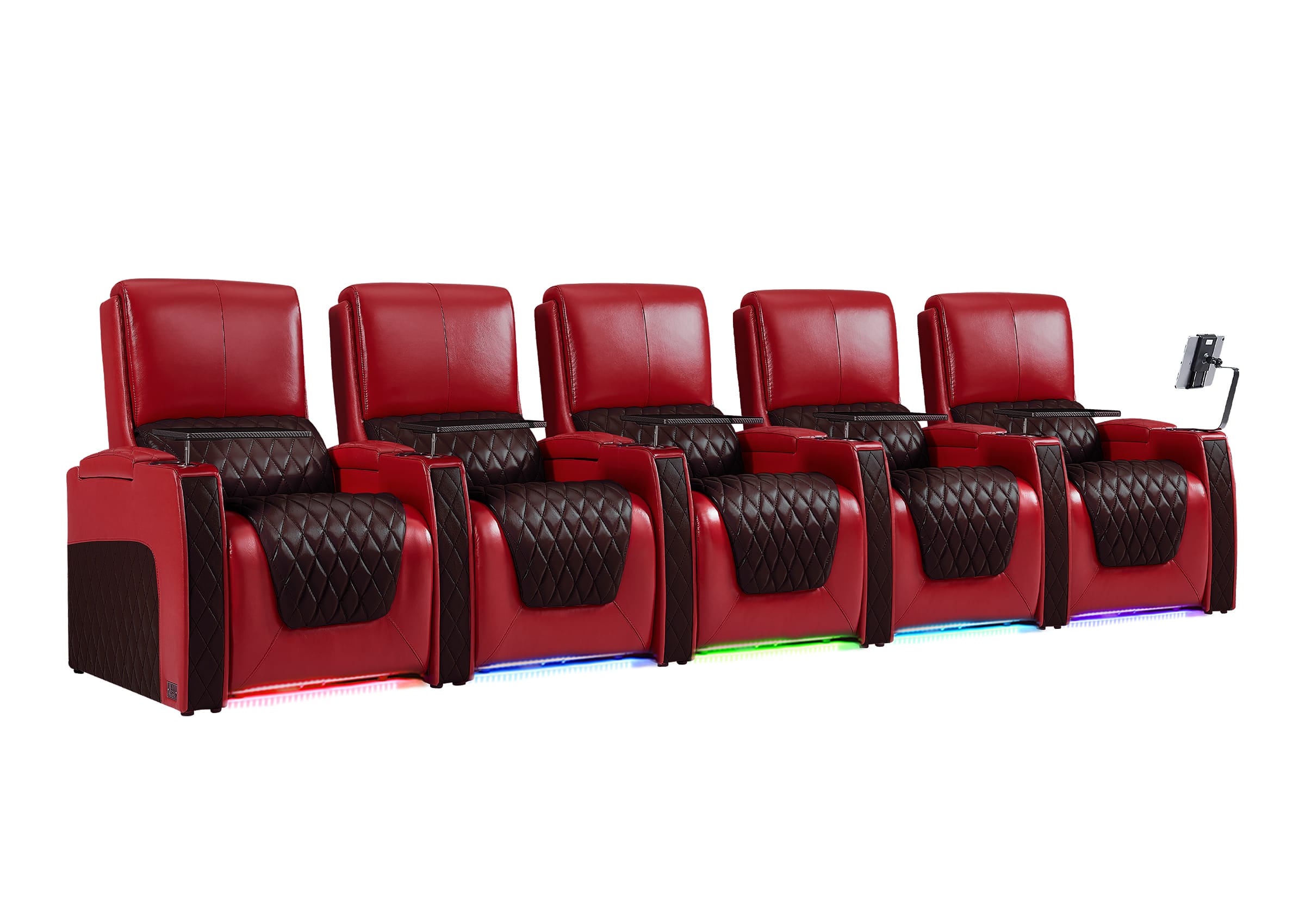 Weilianda AstroUltra Series Red Custom Dual-Tone Power Recliner with Zero Gravity Seating 5-Seater