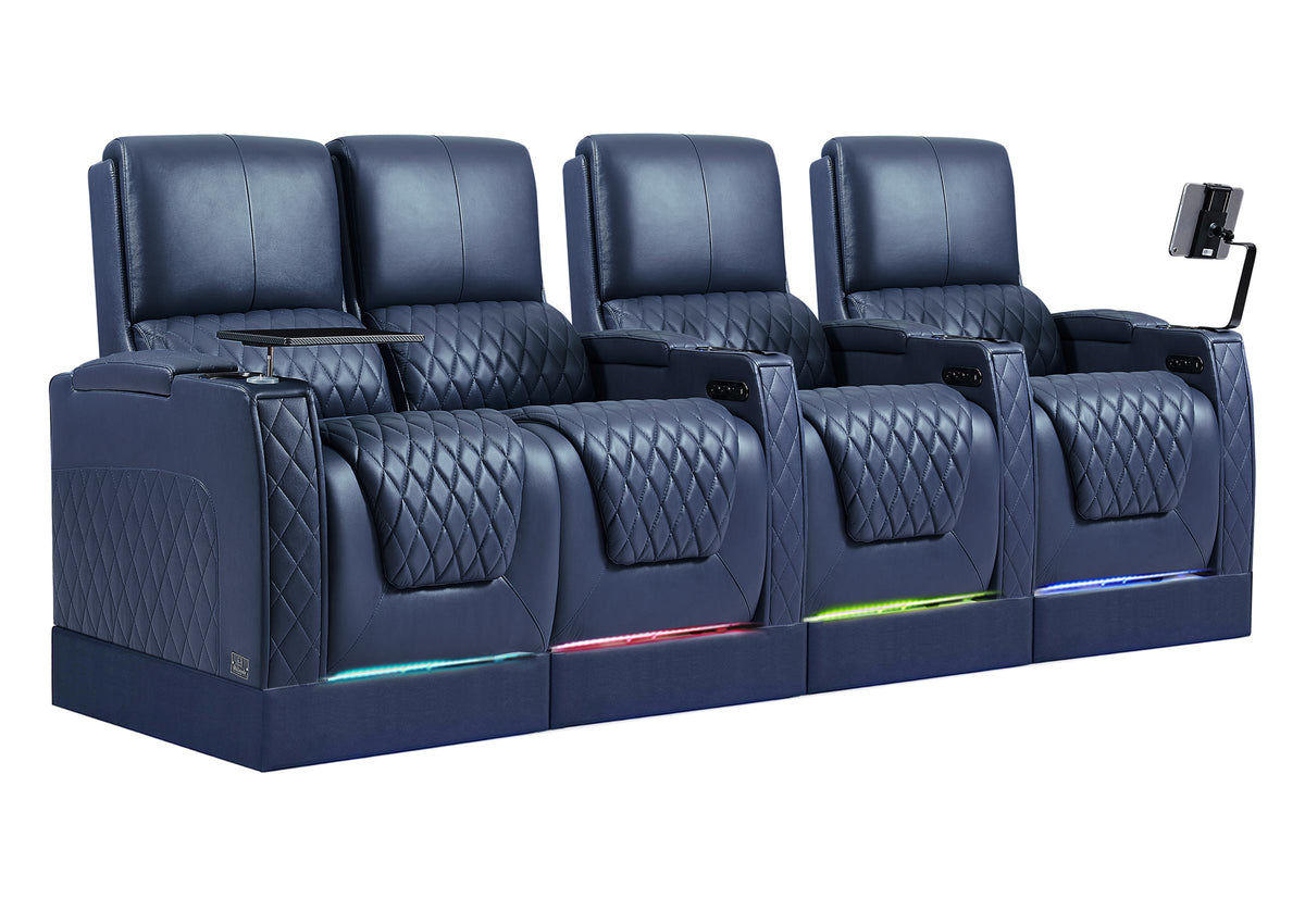 Weilianda AstroUltra Riser Series Home Theater Seating Row of 4 | Zero Gravity, 7-Color Lighting