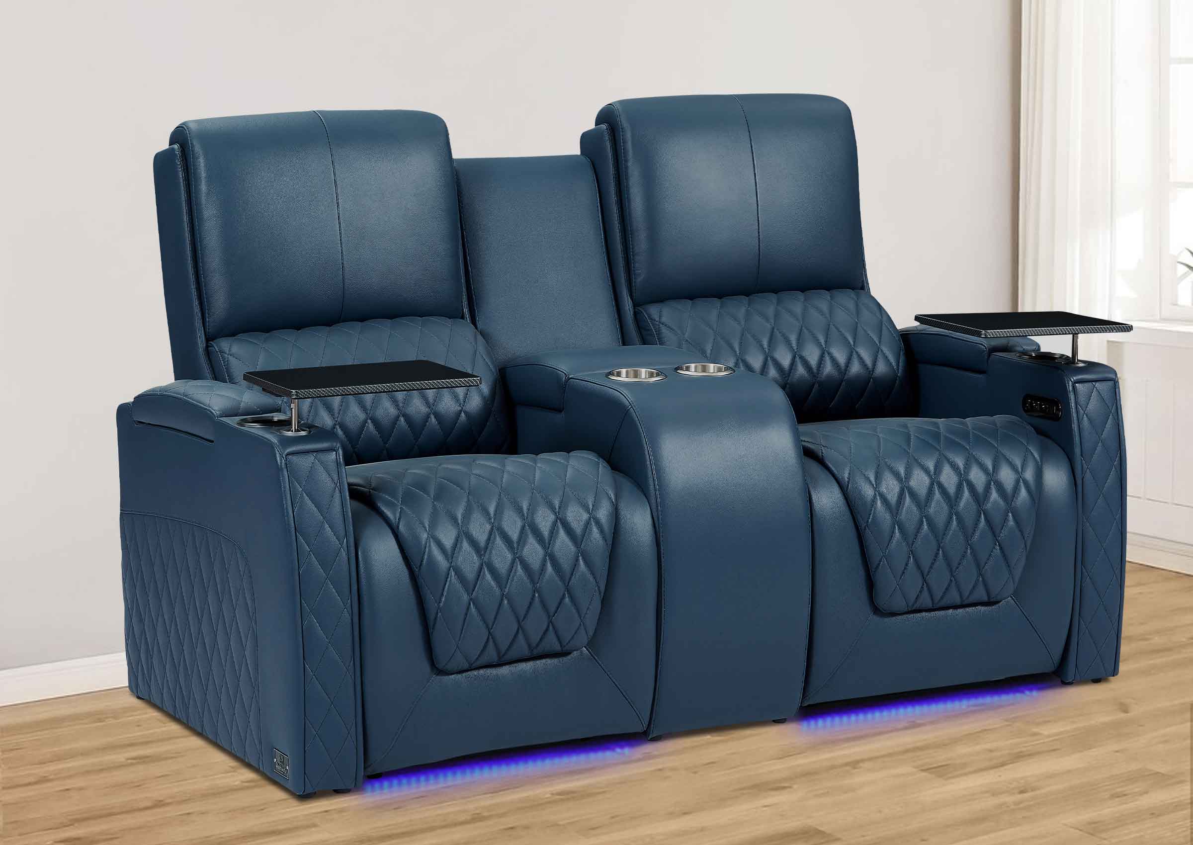 Weilianda Center Storage Console for Home Theater Seating | Large Armrest Storage, Wide Surface, 2 Cup Holders