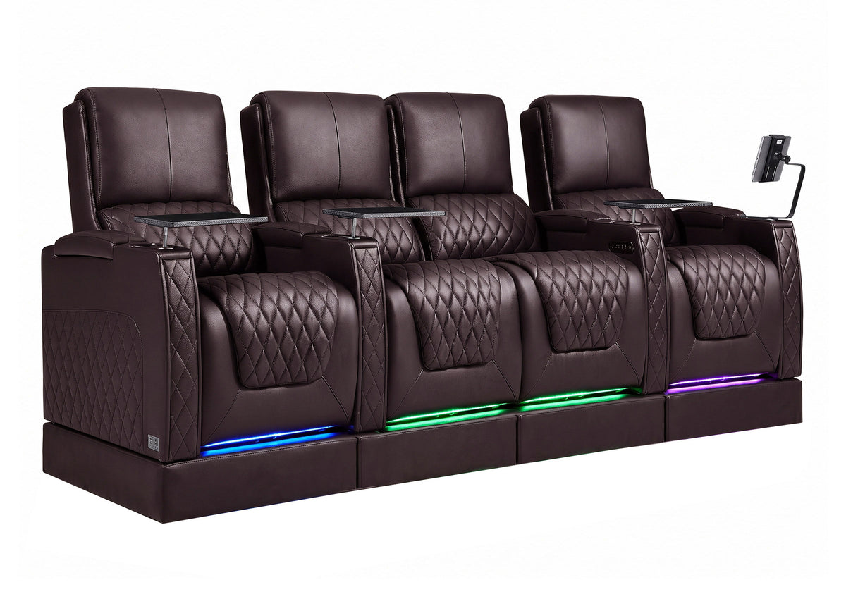 Weilianda AstroUltra Riser Series Home Theater Seating Row of 4 | Zero Gravity, 7-Color Lighting