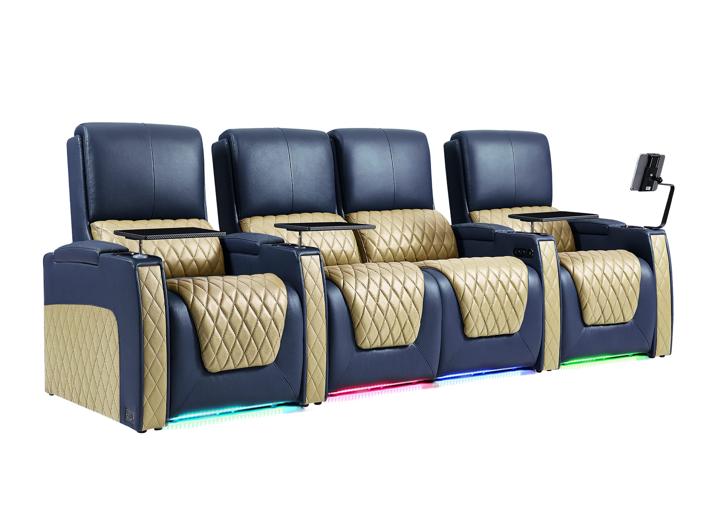 Weilianda AstroUltra Series Blue Custom Two-Tone 4-Seat Modern Recliner Chair with USB Ports