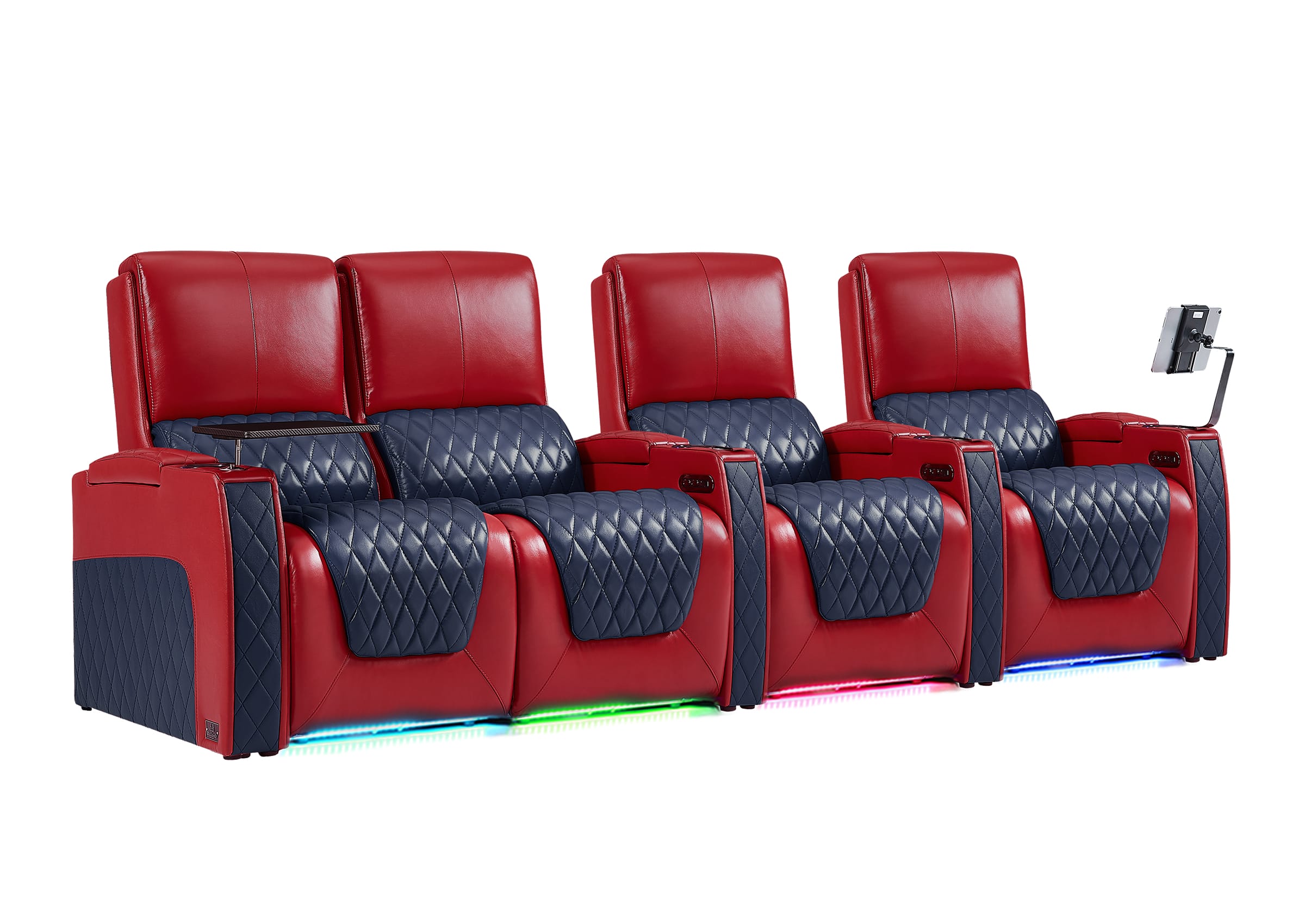Weilianda AstroUltra Series Red Custom Two-Tone 4-Seat Genuine Sofa with USB Charging
