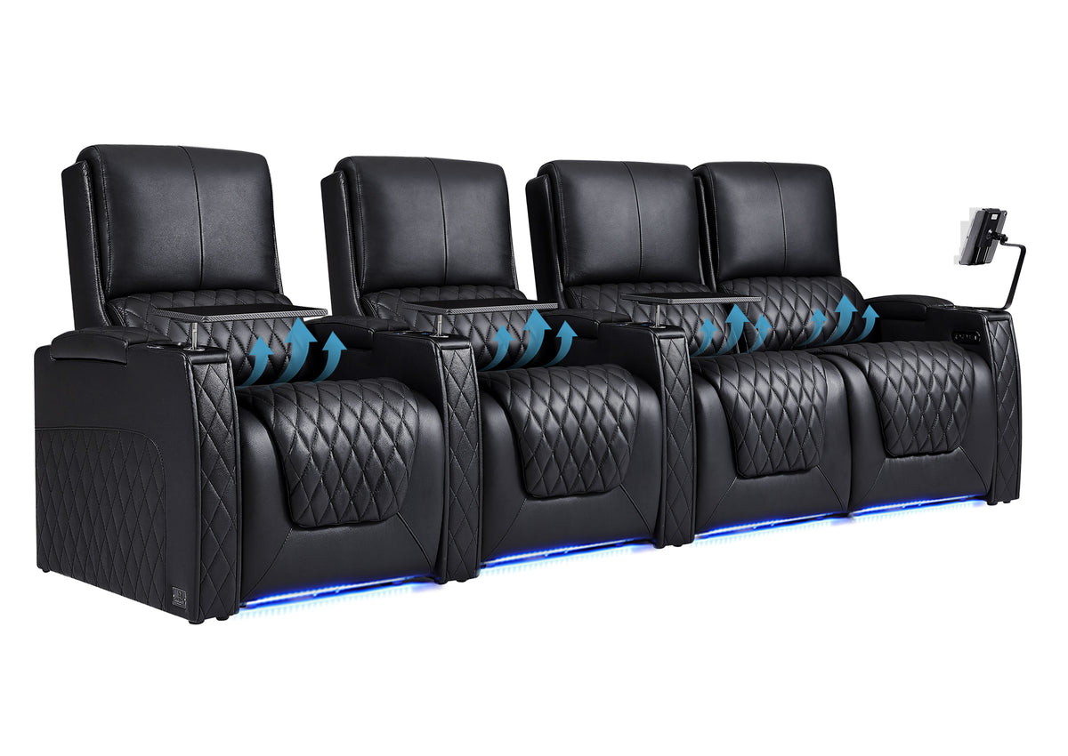 Weilianda AstroUltra Lumbar Series Movie Theater Seating with Adjustable Lumbar Support Row of 4 | Zero Gravity Recliner
