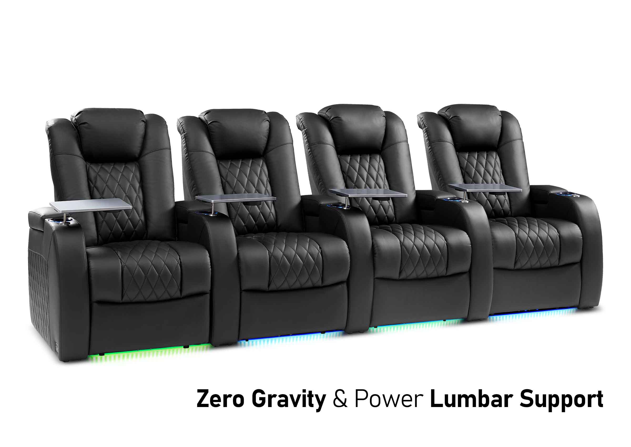 Weilianda Luxury Series Theatres Recliner Zero Gravity Row of 4 with Built-In Lumbar Support | Movie Night Set Up