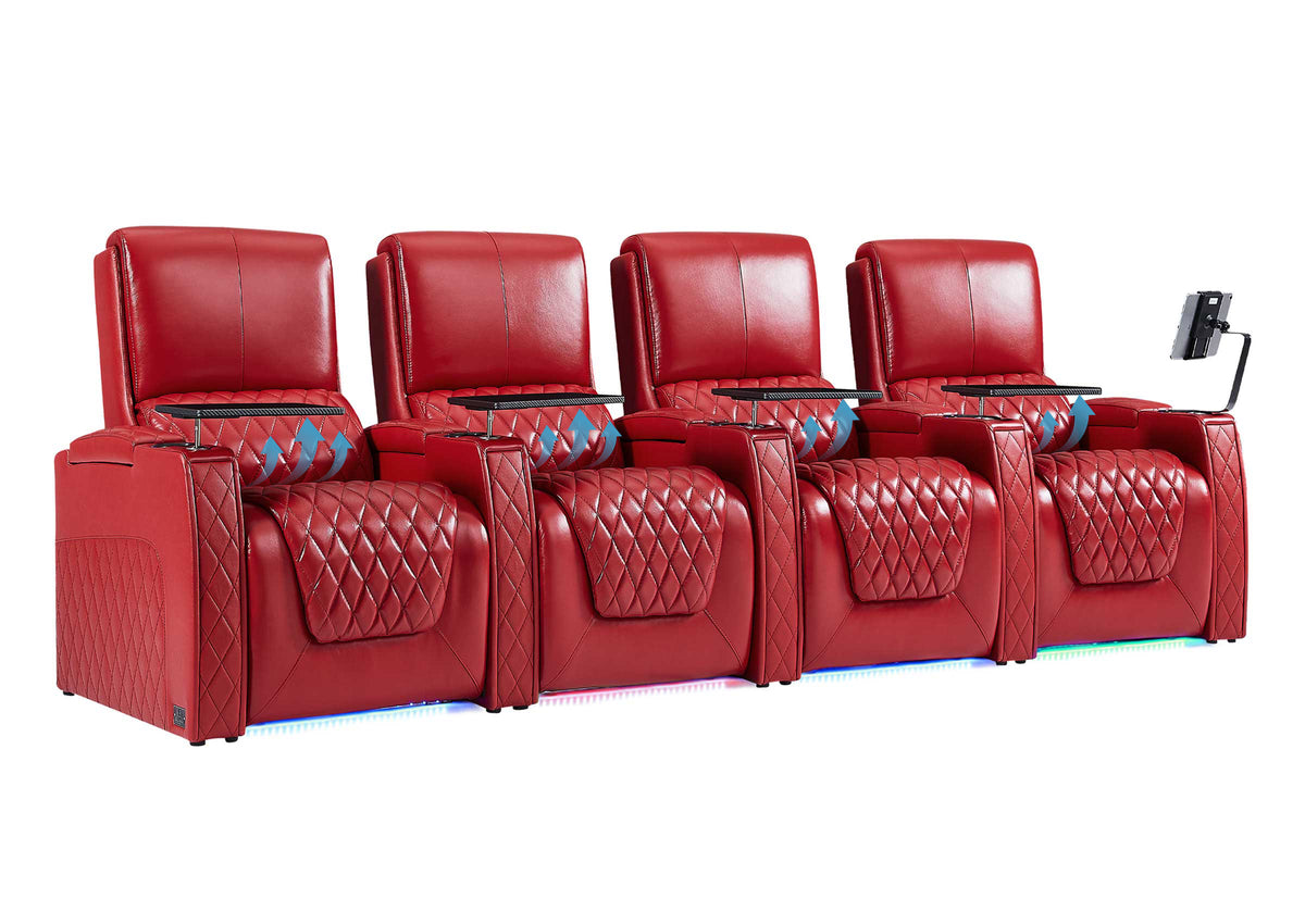 Weilianda AstroUltra Lumbar Series Movie Theater Seating with Adjustable Lumbar Support Row of 4 | Zero Gravity Recliner