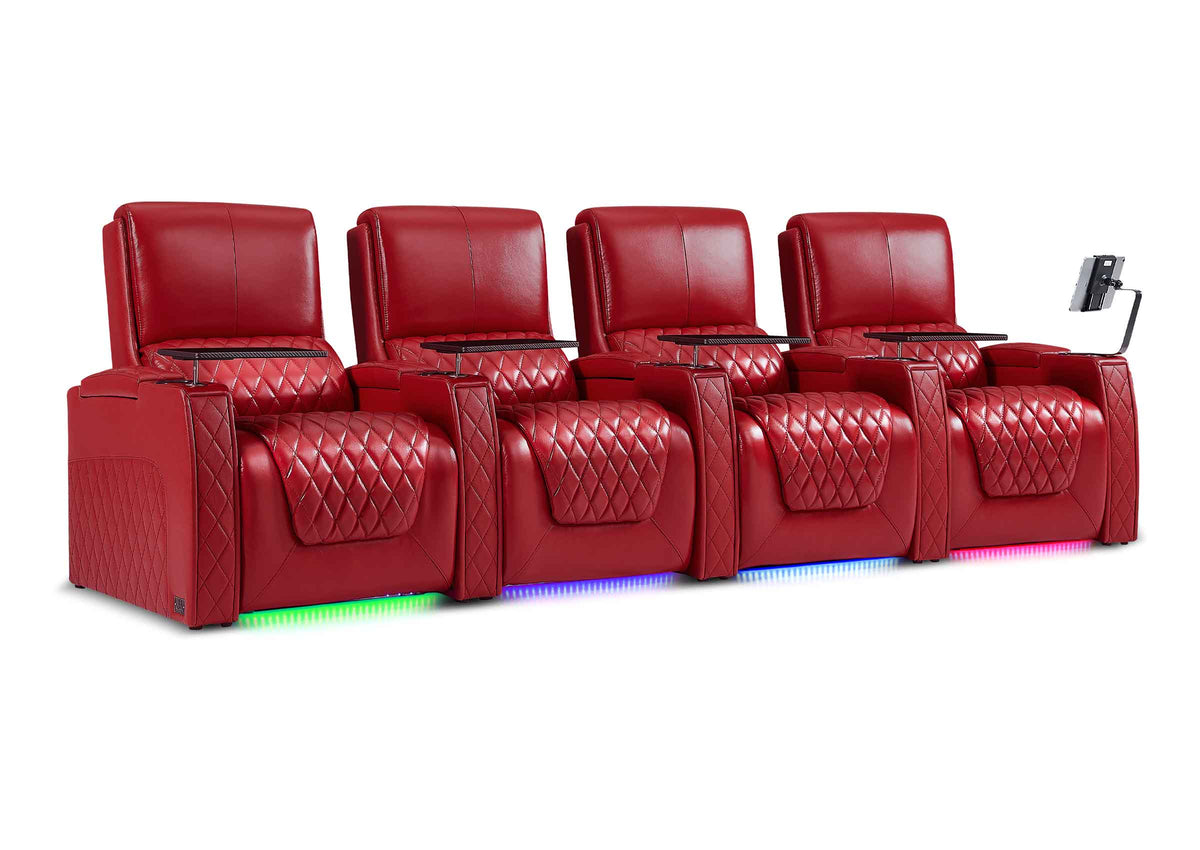 Weilianda AstroUltra XL Series – Big & Tall Design Four Seat Power Recliner | Top Grain Leather & Multi-color Lighting