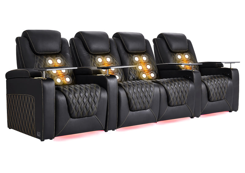 Weilianda LumiChic Massage Series 4-Seat Ergonomic Power Seating | Ambient Lighting for Home Theater