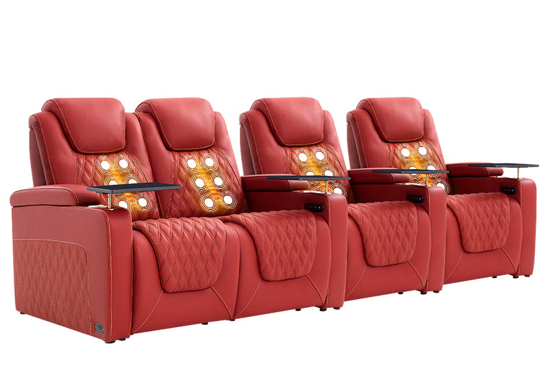 Weilianda LumiChic Massage Series 4-Seat Ergonomic Power Seating | Ambient Lighting for Home Theater