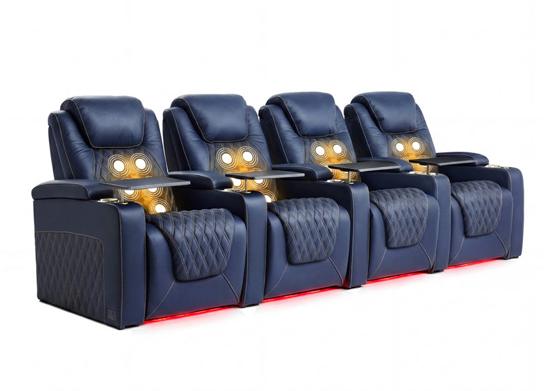 Weilianda LumiChic Massage Series 4-Seat Ergonomic Power Seating | Ambient Lighting for Home Theater