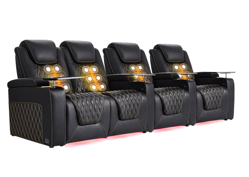 Weilianda LumiChic Massage Series 4-Seat Ergonomic Power Seating | Ambient Lighting for Home Theater