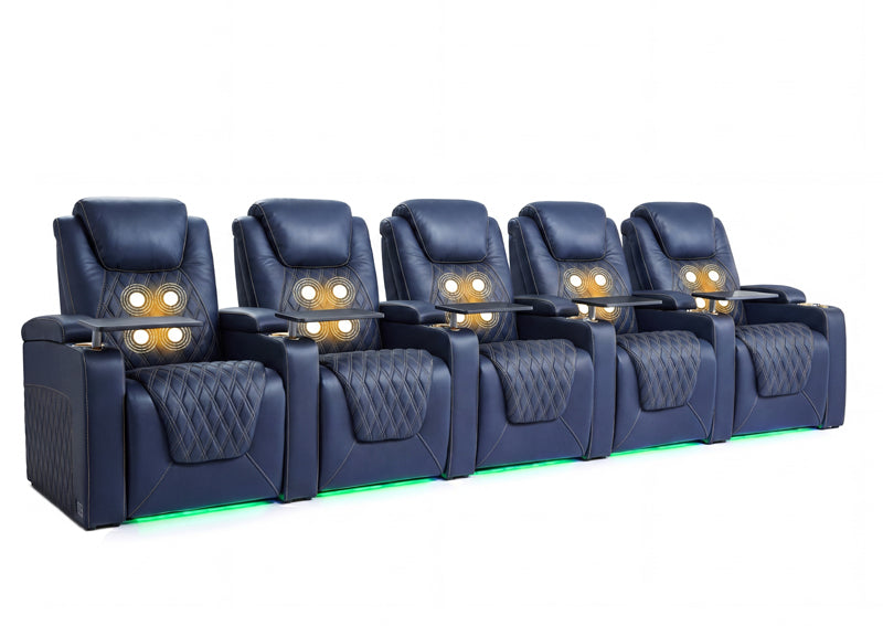Weilianda Chic Massage Series Home Cinema Chairs Row of 5 | USB Charging for Gaming Room