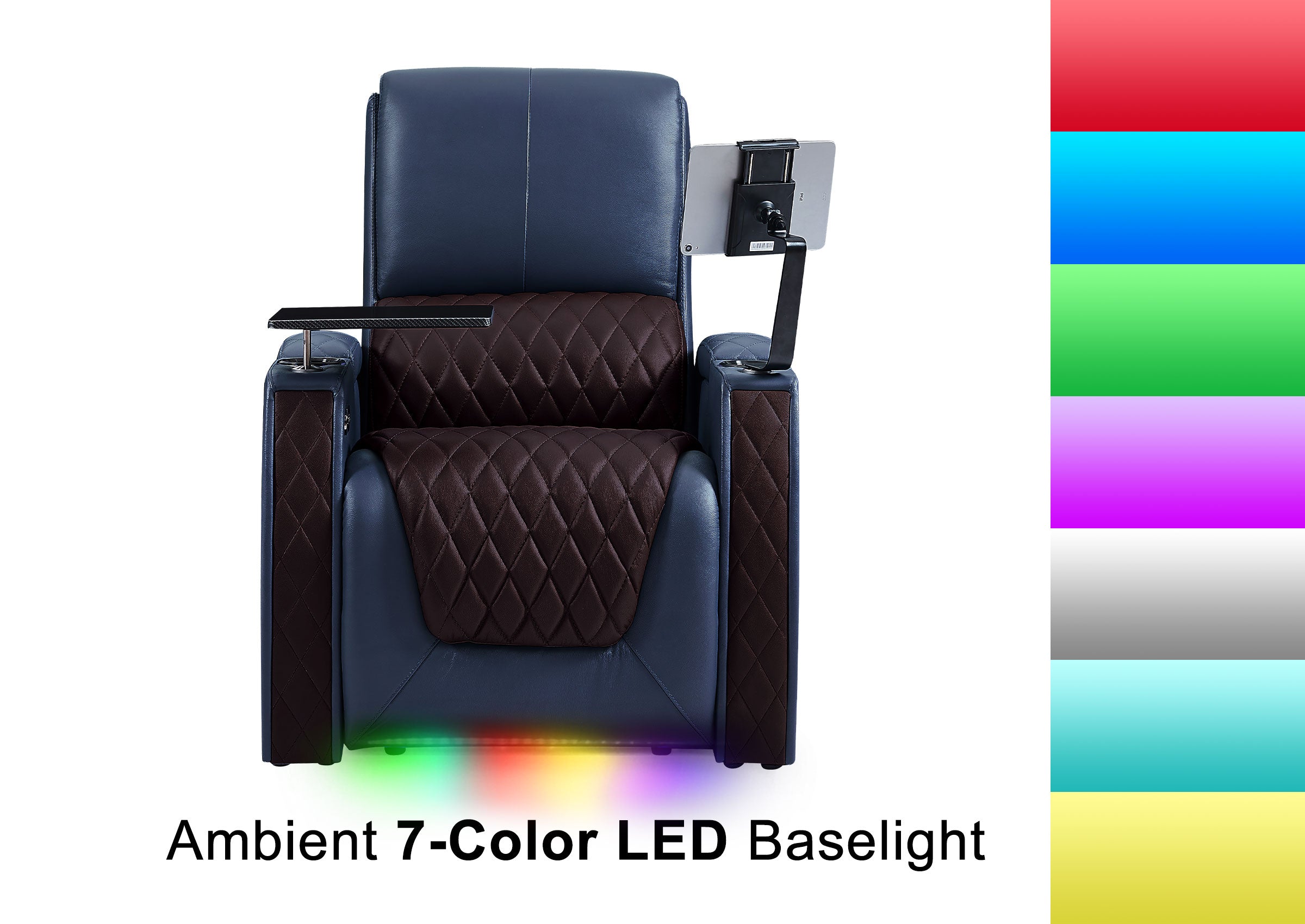 Weilianda AstroUltra Series Blue Custom Dual-Tone Single Top-Grain Leather Sofa with Multi-Color Lighting