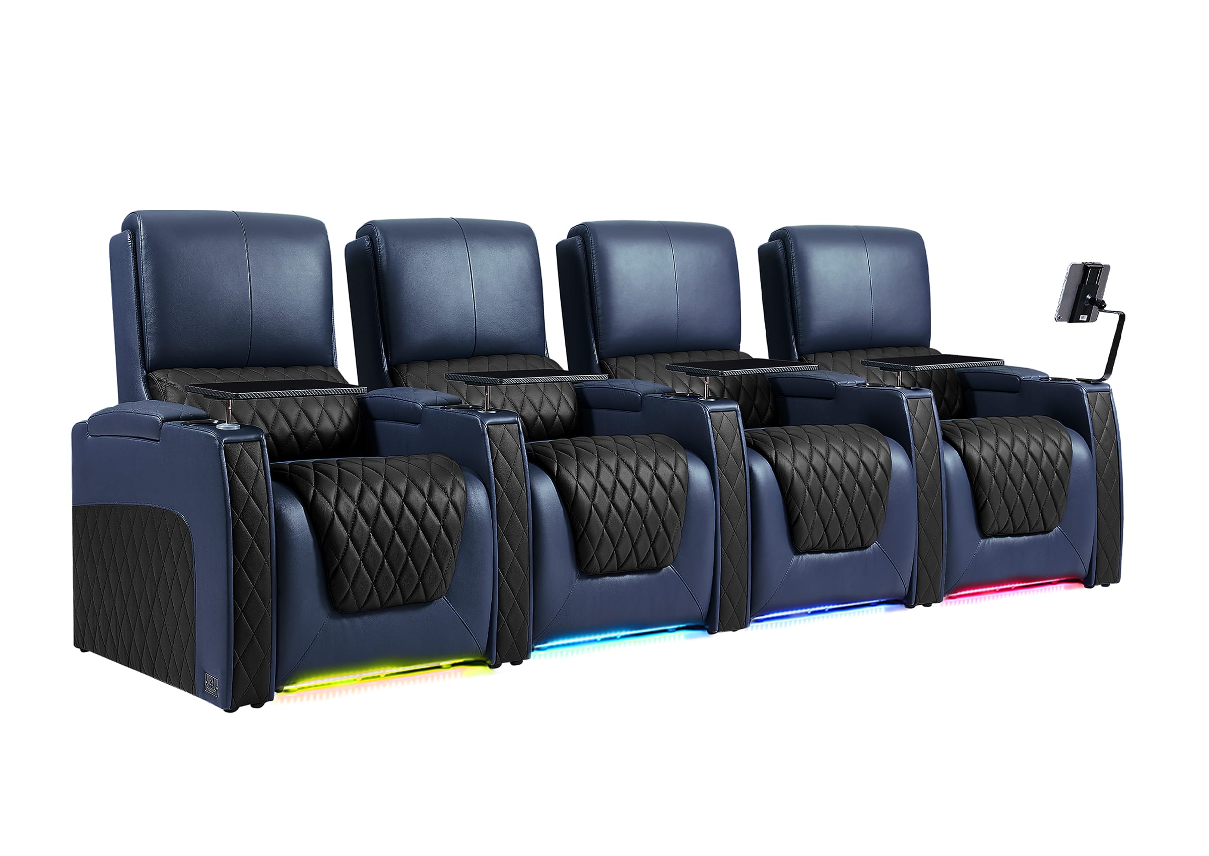 Weilianda AstroUltra Series Blue Custom Two-Tone 4-Seat Modern Recliner Chair with USB Ports