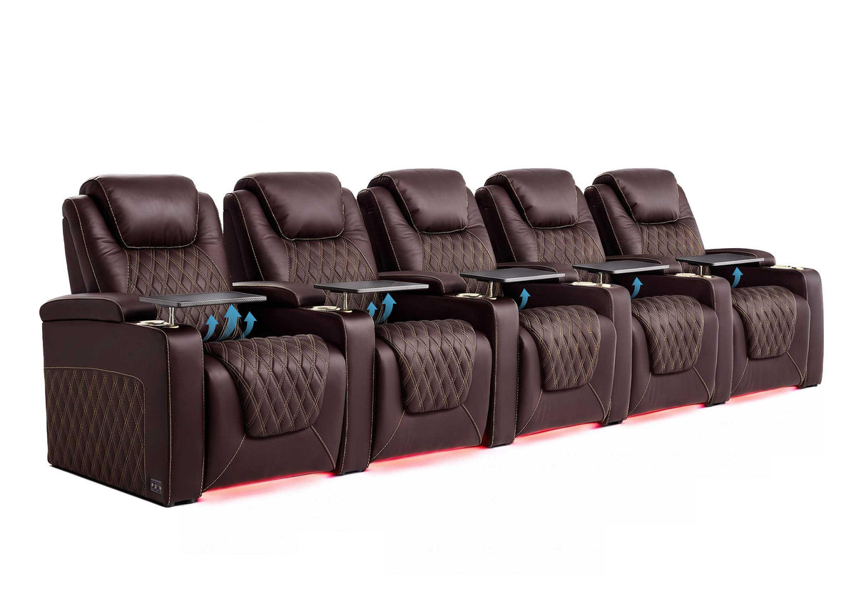 Weilianda Chic Lumbar Series 5-Seat Theater Recliner Couch with Built-In Lumbar Support