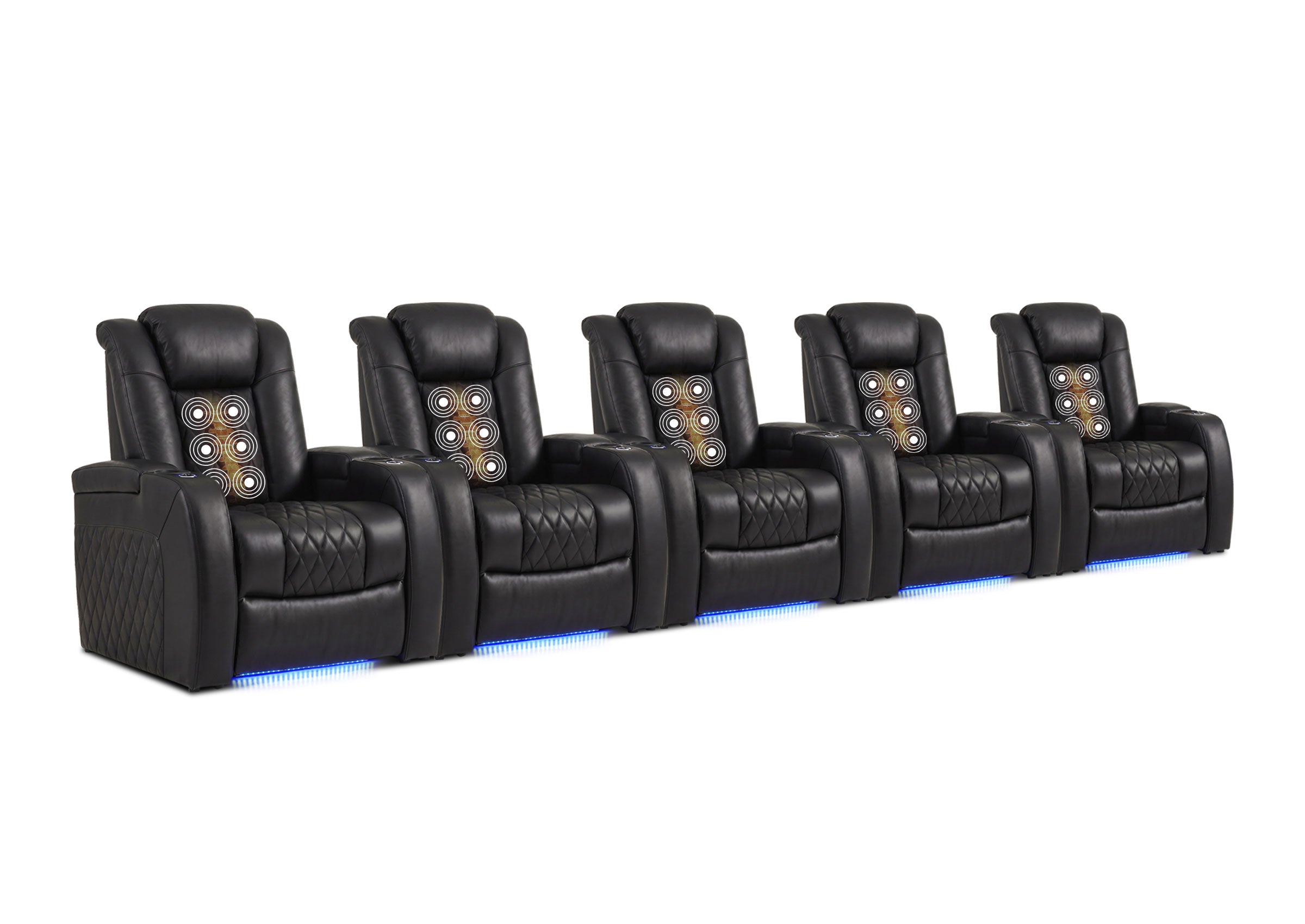Weilianda FortLux Luxury Massage Home Theater Recliners with Zero Gravity, Top-Grain Leather & LED Ambient Lighting