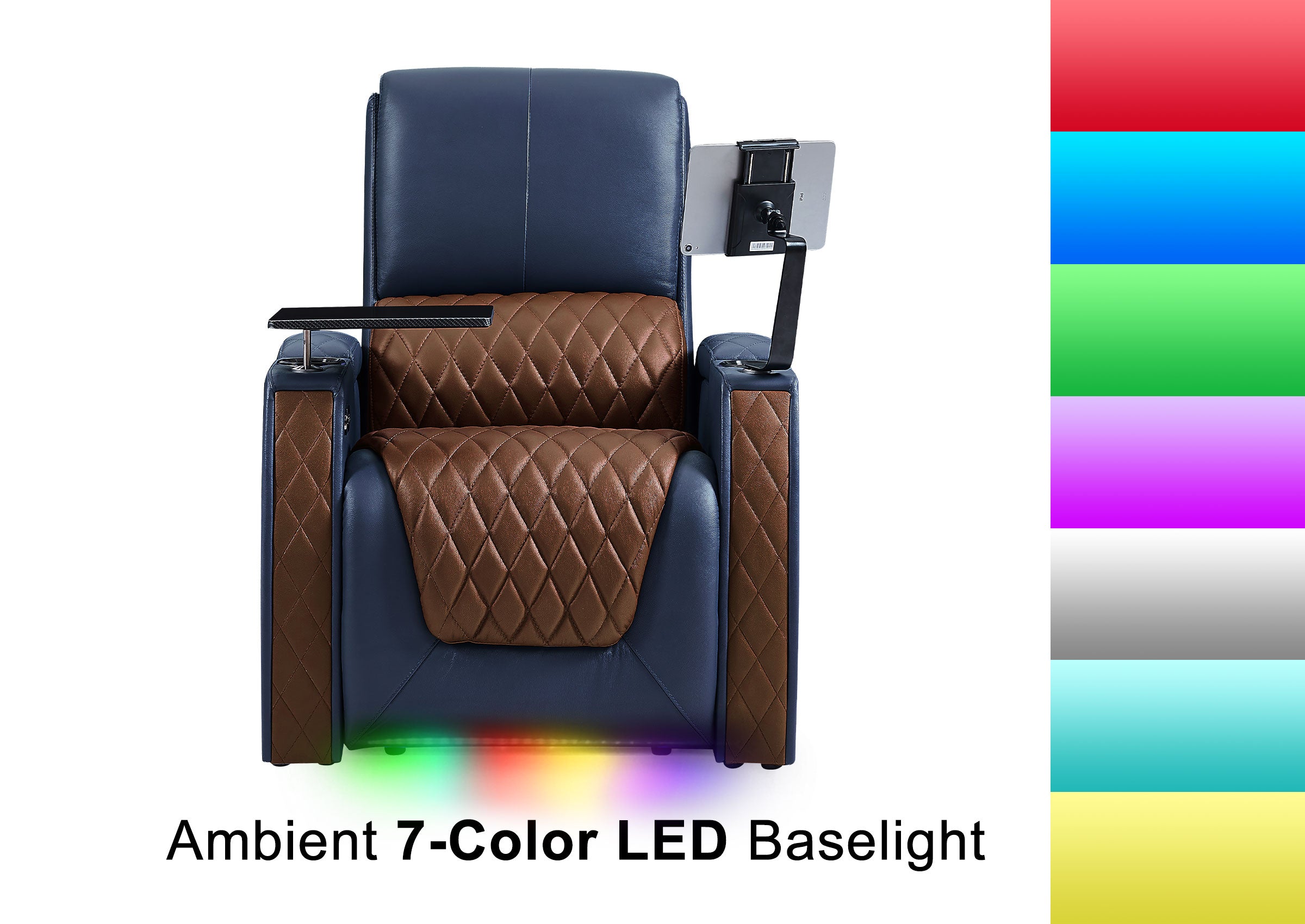 Weilianda AstroUltra Series Blue Custom Dual-Tone Single Top-Grain Leather Sofa with Multi-Color Lighting