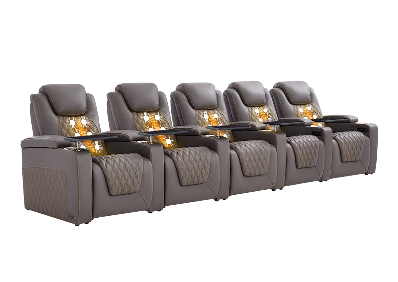 Weilianda Chic Massage Series Home Cinema Chairs Row of 5 | USB Charging for Gaming Room
