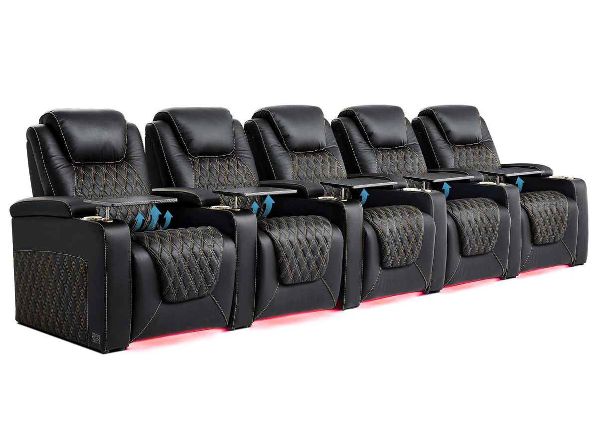 Weilianda Chic Lumbar Series 5-Seat Theater Recliner Couch with Built-In Lumbar Support