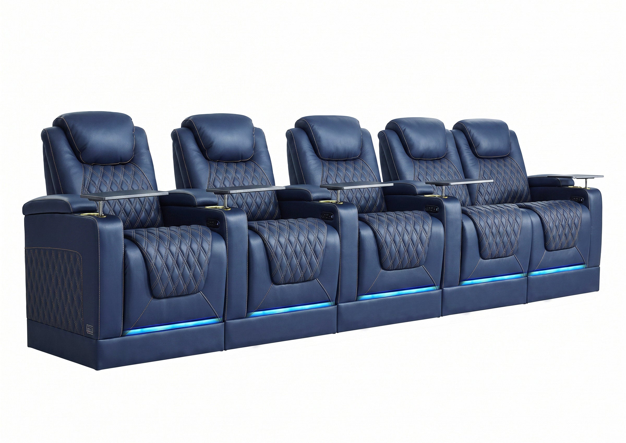 Weilianda Chic Riser Series 5-Seat Movie Theater Seating | Genuine Leather Sofa