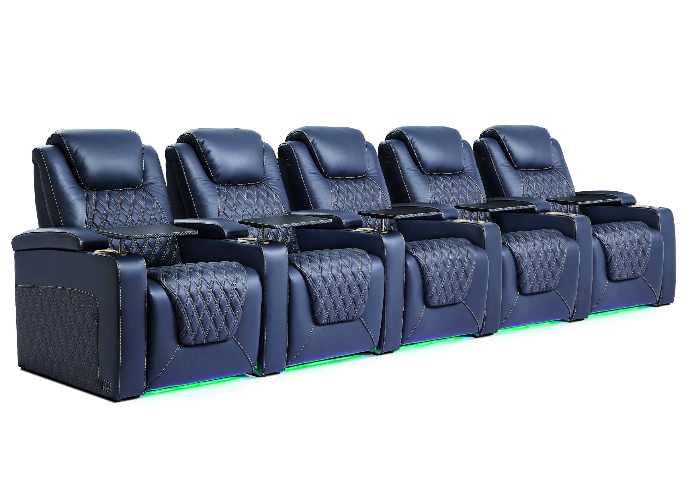 CLOSEOUT! 5-Seat Home Theater Recliner Sofa | Movie Room Seating with Multi-Color LED Lights