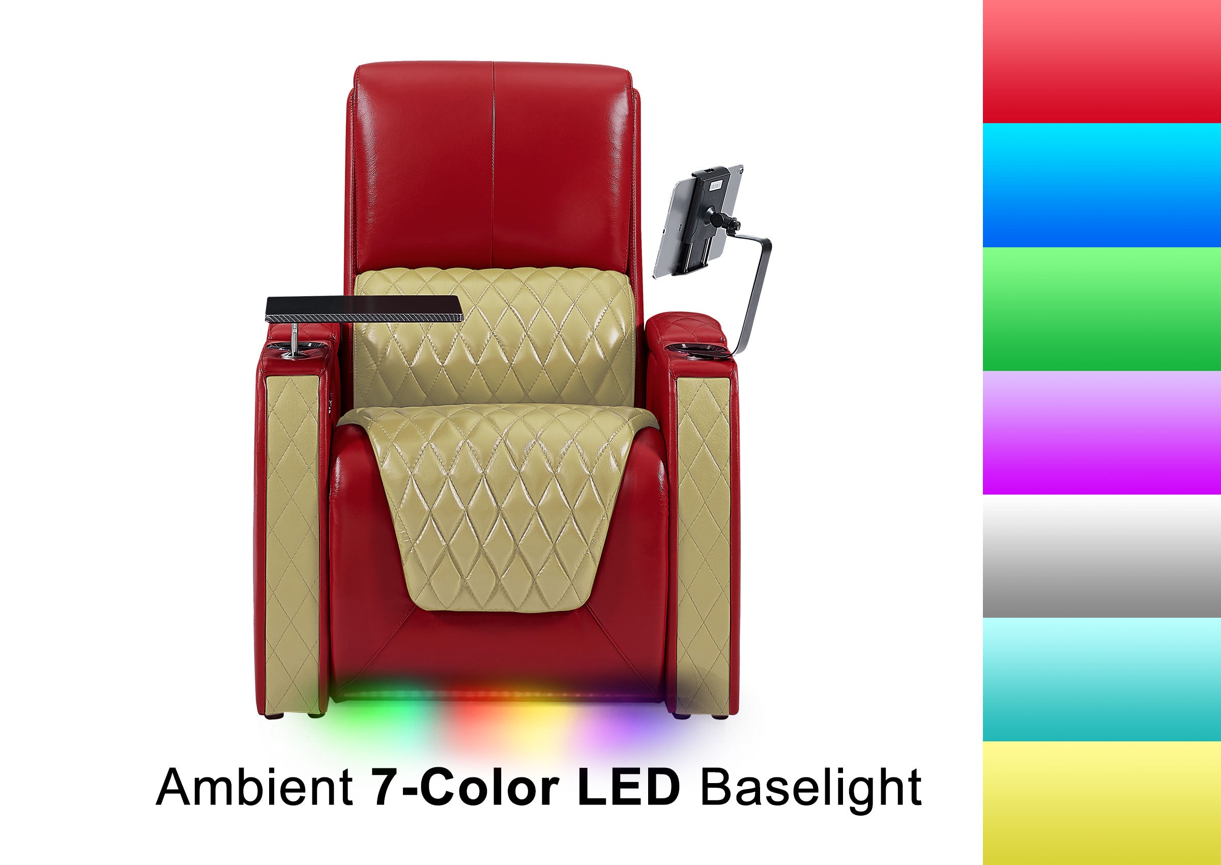 Weilianda AstroUltra Series Red Custom Dual-Tone Home Theater Loveseat Recliner with 7-Color LED Lighting